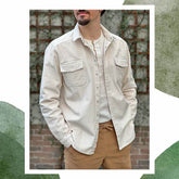 Cămașă cu buzunare la piept, bărbați, bumbac reiat